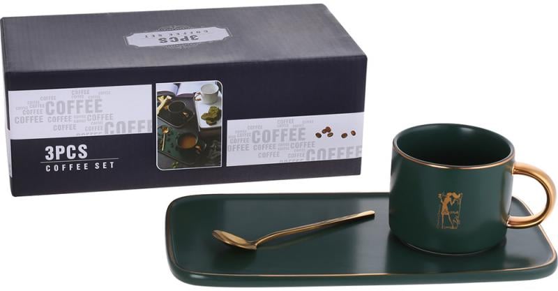 Кавовий набір Coffee Prelude Bona 200 мл із тарілкою та ложкою Зелений - фото 2 Кавовий набір Coffee Prelude Bona 200 мл із тарілкою та ложкою Зелений - фото 2