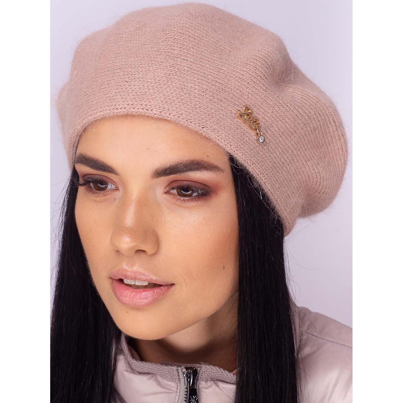 Берет ангоровый женский Leks Лаура one size Пудровый