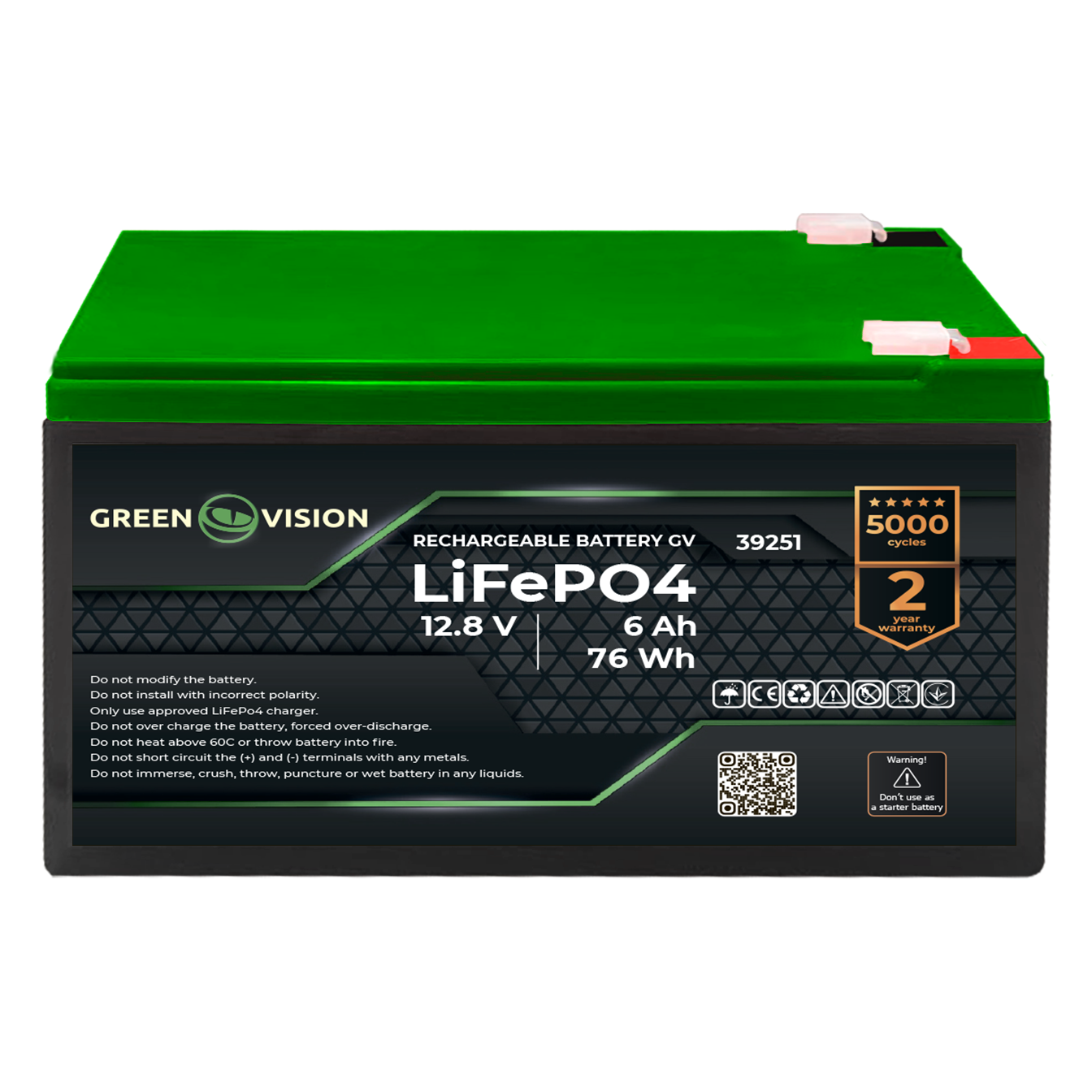 Аккумулятор GV LiFePO4 12,8V-6Ah 76Wh