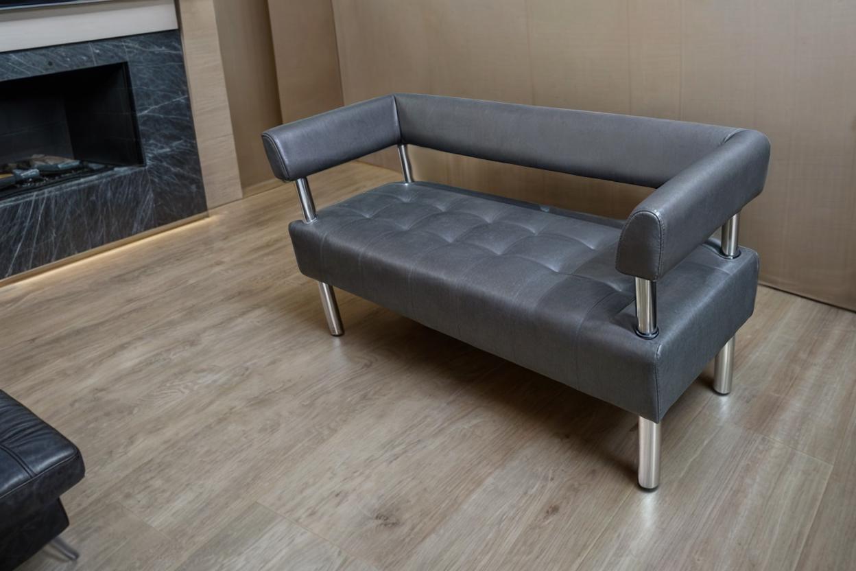 Диван офисный Tobi Sho Комфорт со спинкой и подлокотниками 1000x530x750 мм кожзам Серый (2233) - фото 3 Диван офисный Tobi Sho Комфорт со спинкой и подлокотниками 1000x530x750 мм кожзам Серый (2233) - фото 3