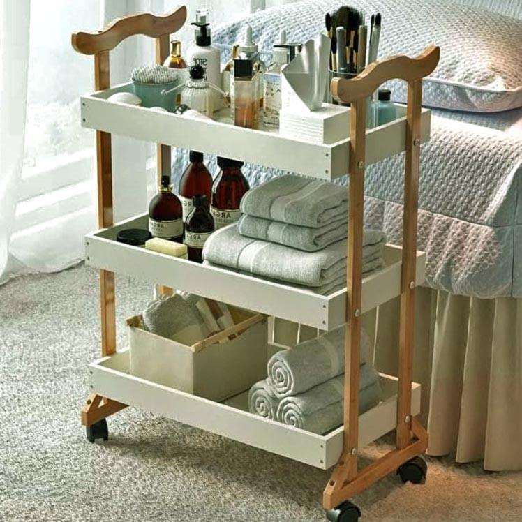 Этажерка для ванной из дерева на колесиках Лортаси Сиена/Зефир (АБТ-00210520)