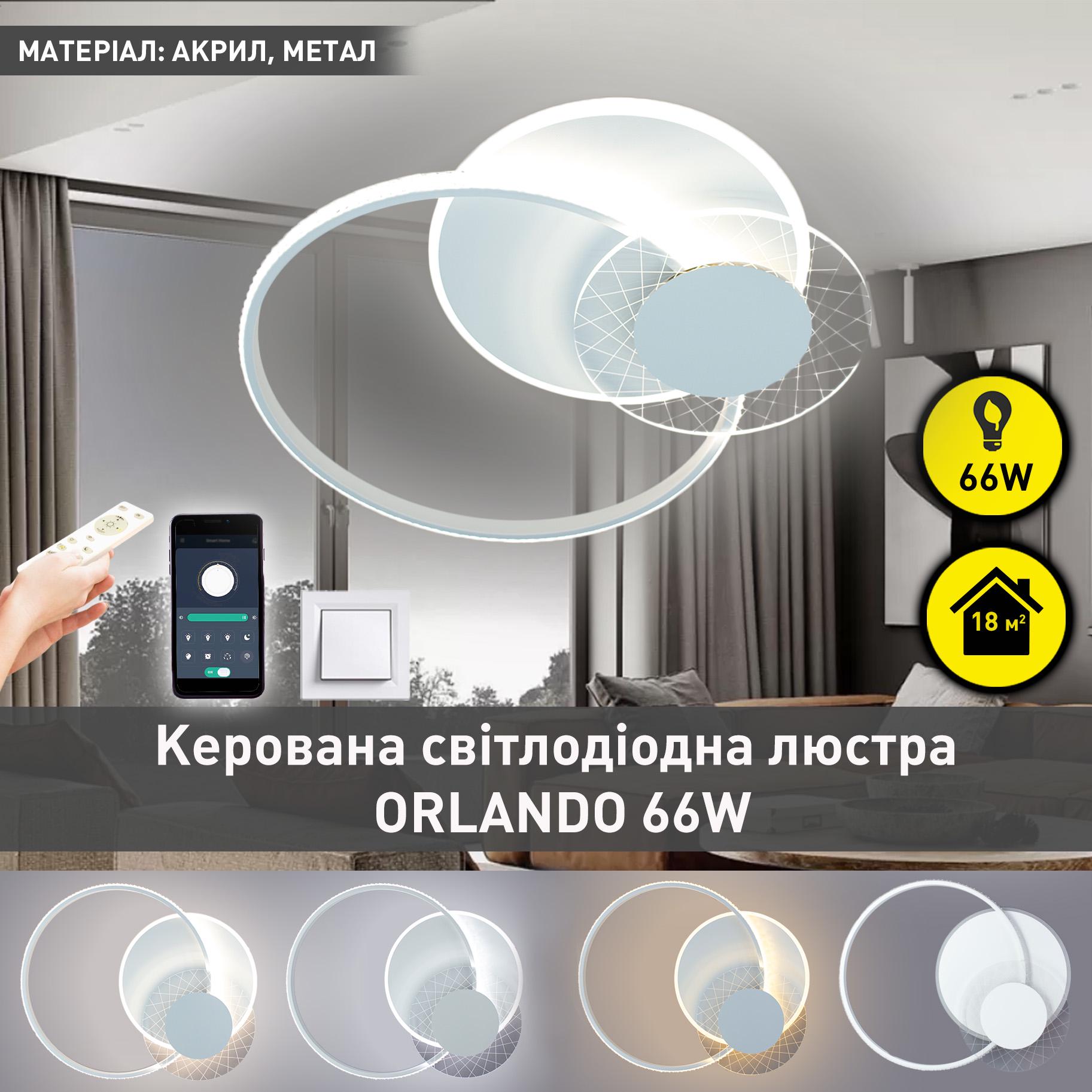 Люстра світлодіодна ESLLSE ORLANDO 66W 3R SMART 555x456x58 мм Білий (10474) - фото 2