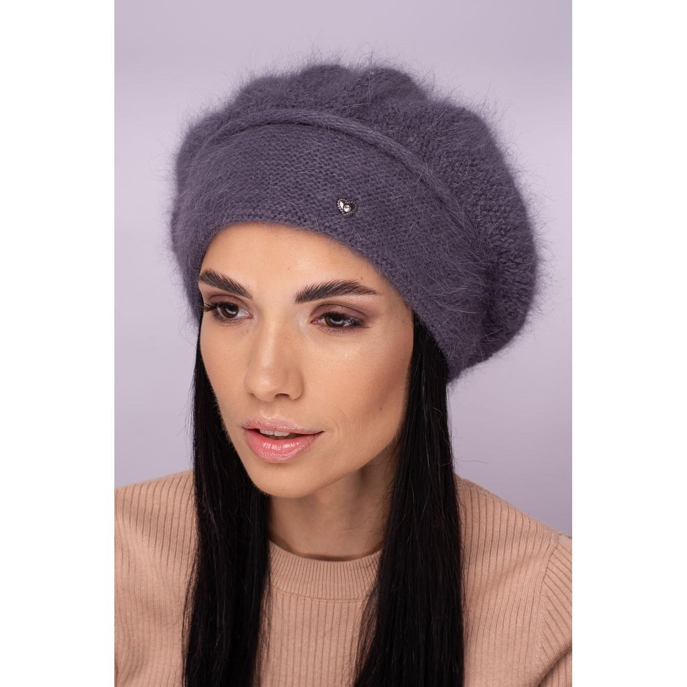 Берет женский двойной ангоровый Leks Жаклин one size Антрацитовый