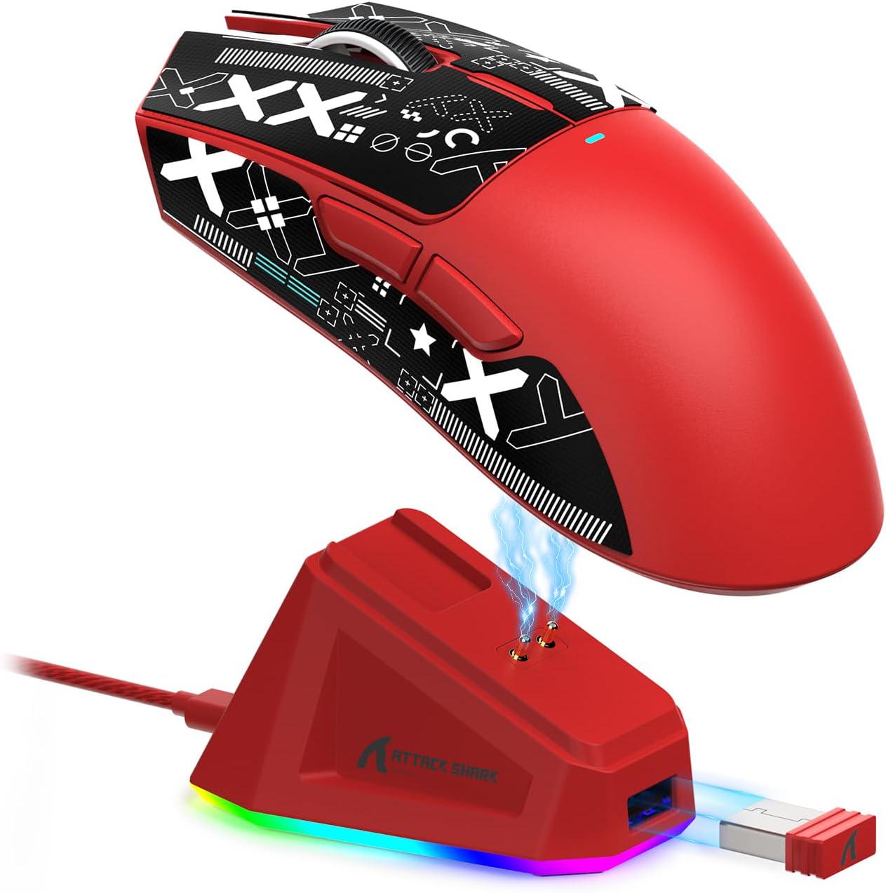 Миша ігрова бездротова attack shark X11 RGB 22K DPI PAW3311 6 кнопок для ПК/Mac Red