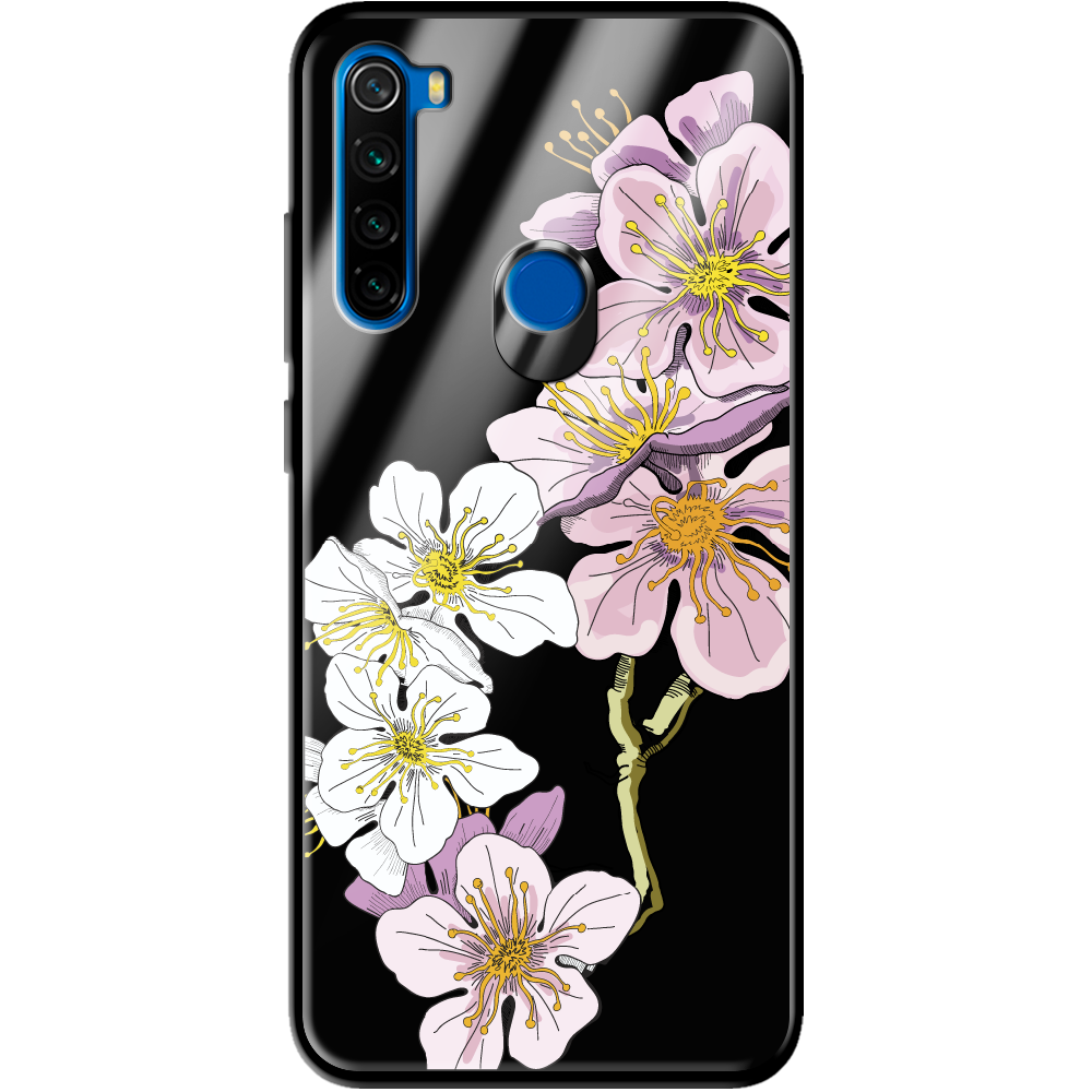 Чехол Boxface Xiaomi Redmi Note 8T Cherry Blossom Черный силикон со стеклом (38532-cc4-39410)