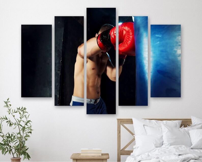 Модульная картина KIL Art Боксер и груша на холсте из пяти частей 137x85 см (M51_L_36)