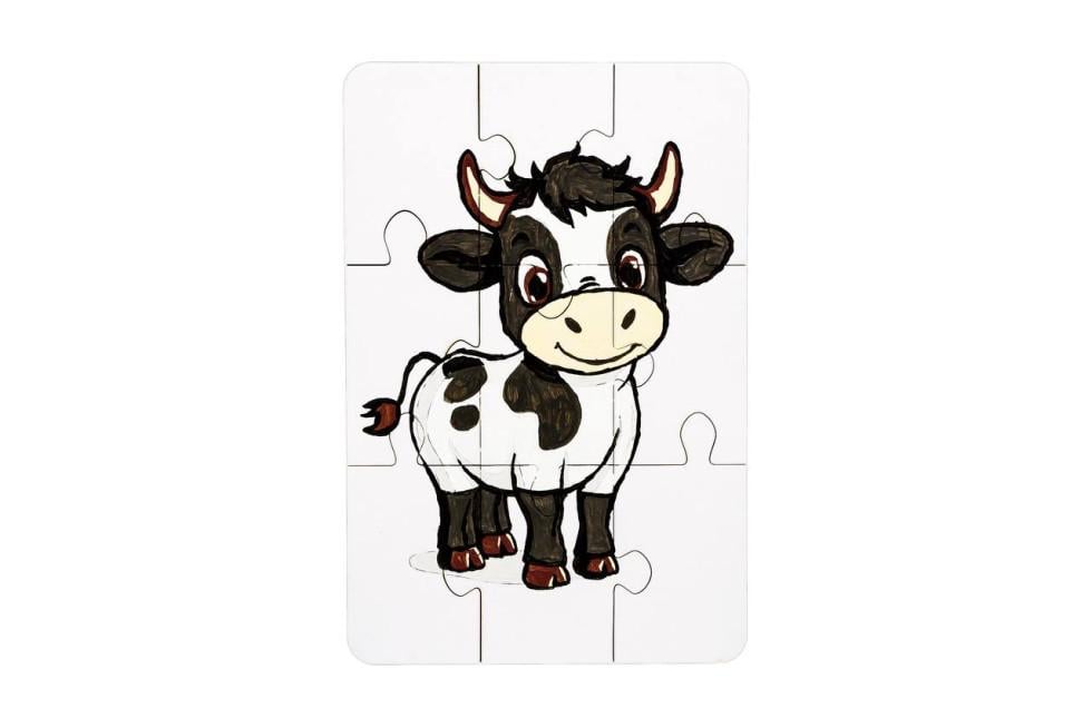 Пазл розмальовка дерев'яна для дітей PuzzleOK Корівка 9 деталей - фото 4