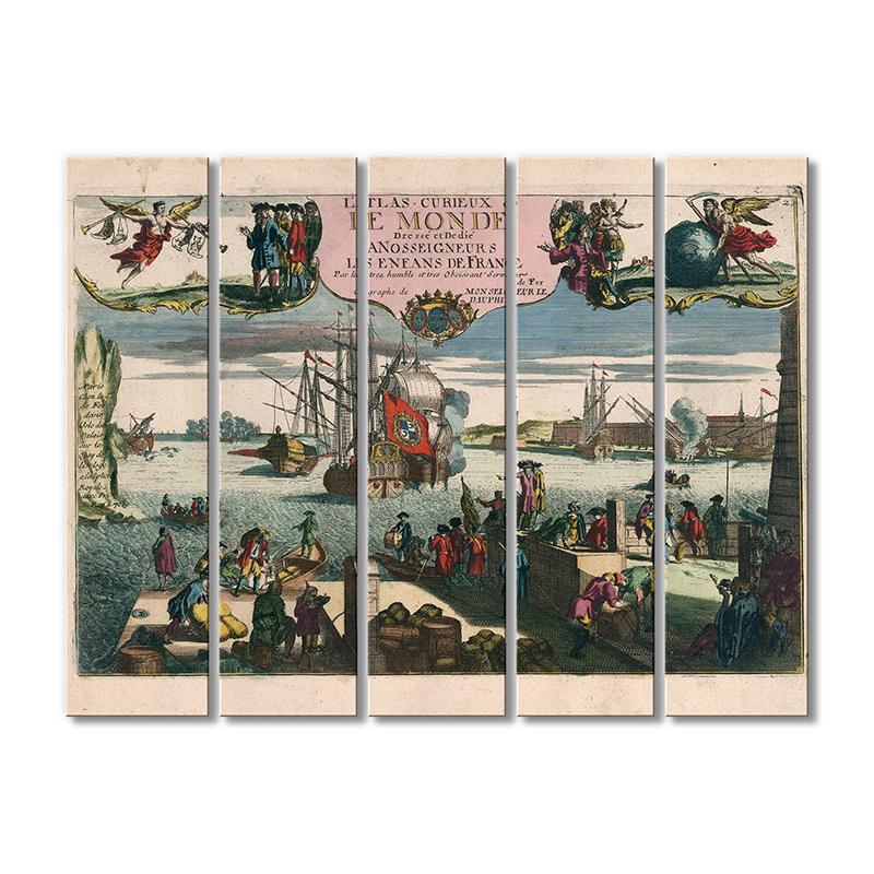 Винтажная карта Веселый атлас или мир 5 модулей 70x105 см