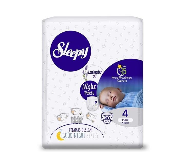 Підгузки-трусики дитячі Sleepy Night maxi 4 7-16 кг 30 шт. (000005905)