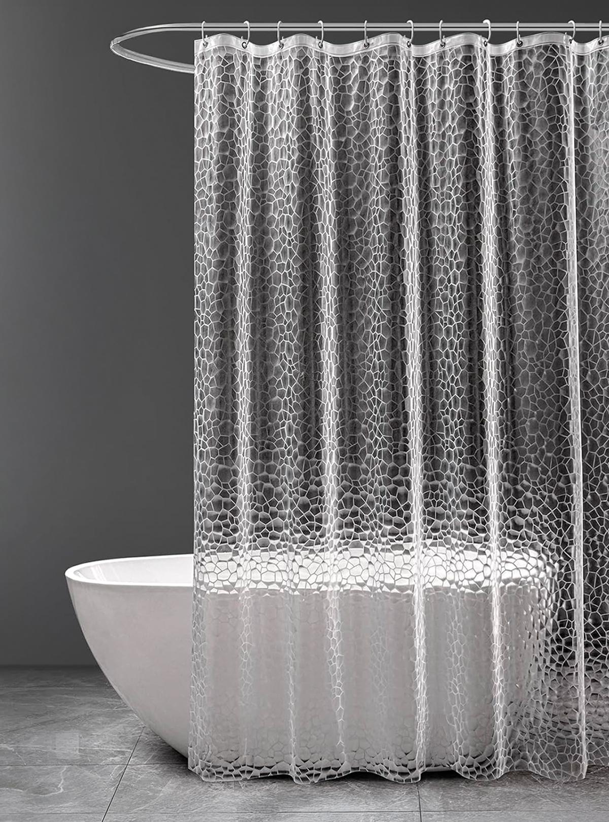 Шторка для ванной Onepro 5D эффект плотная 180х200 см 12 колец в наборе Прозрачная (73698)