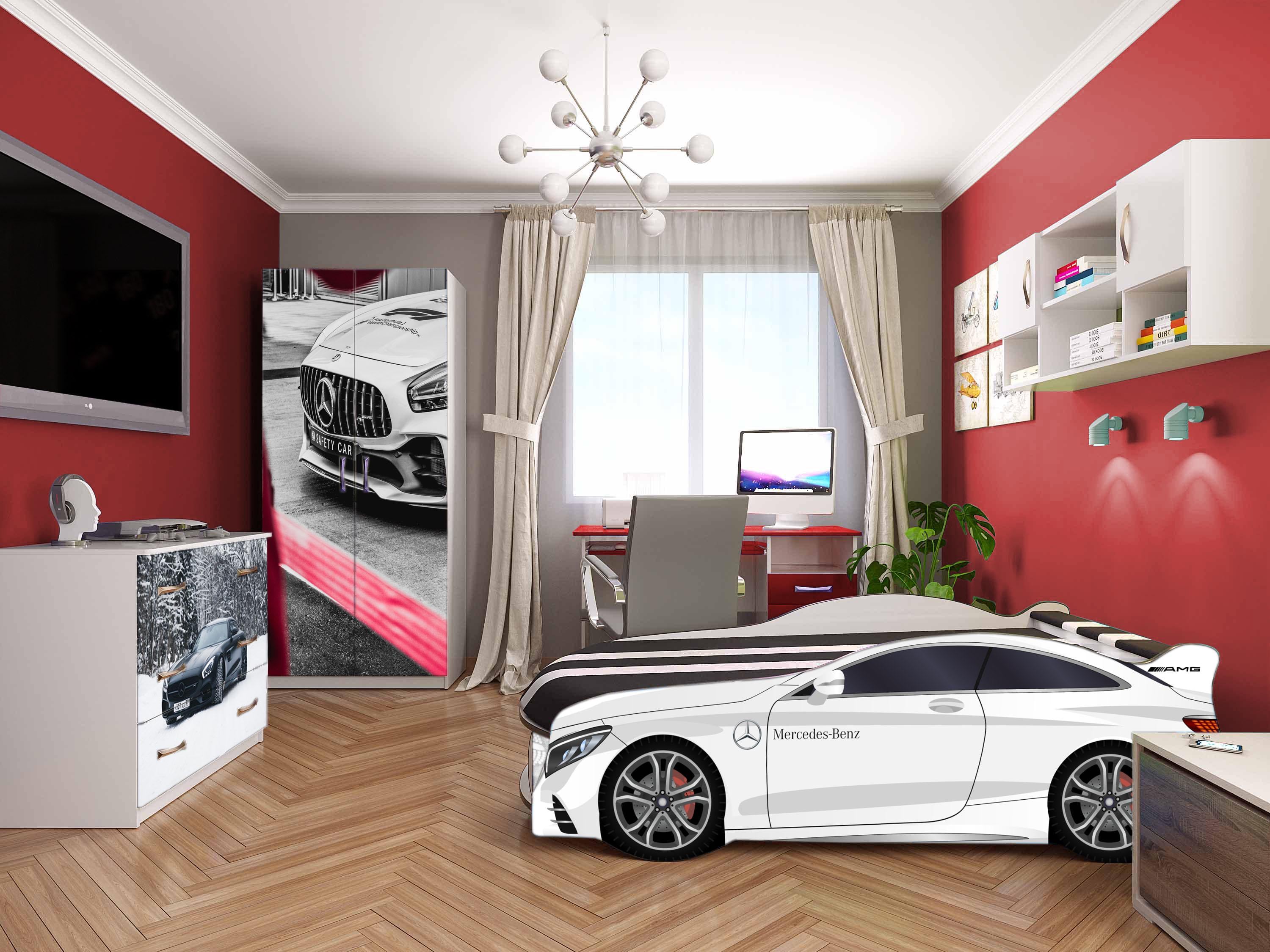 Кровать-машина Mercedes SPACE 05 1890x836x600 мм Белый