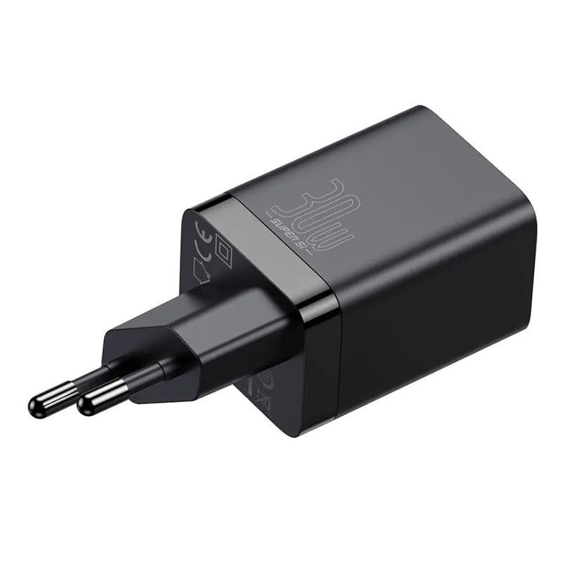 Зарядний пристрій мережевий BASEUS Super Si Pro Quick Charger Type-C/USB 30W Black (33681 black)