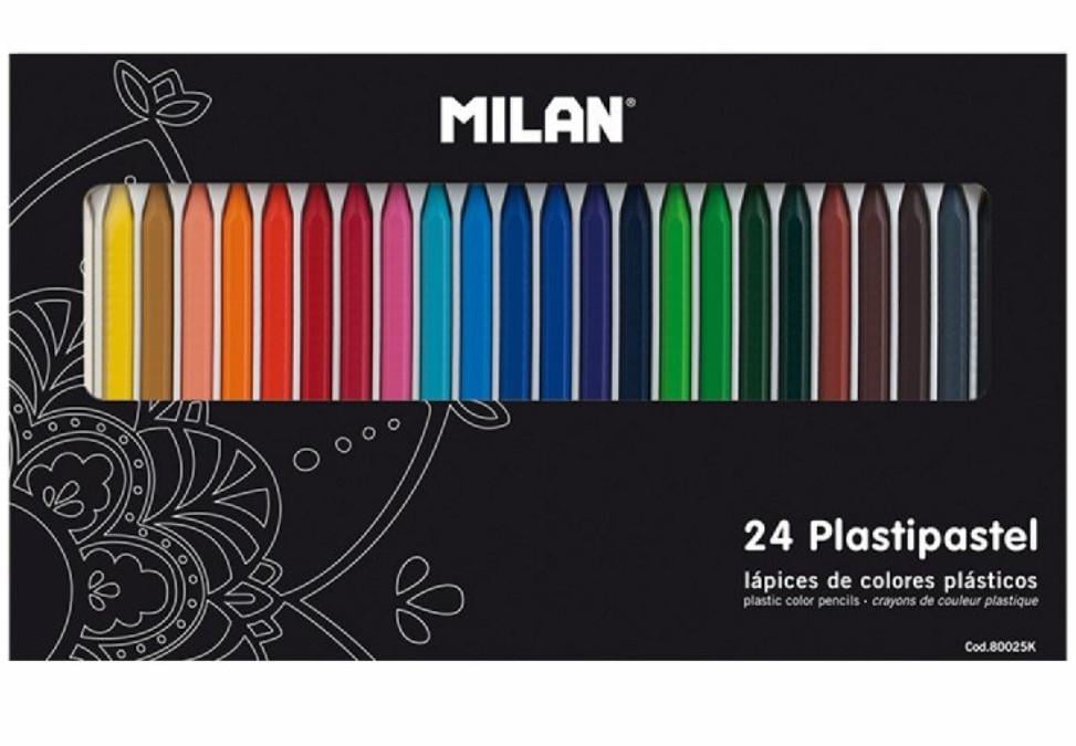 Набор восковых карандашей пластипастель Milan 24 цвета 8 мм