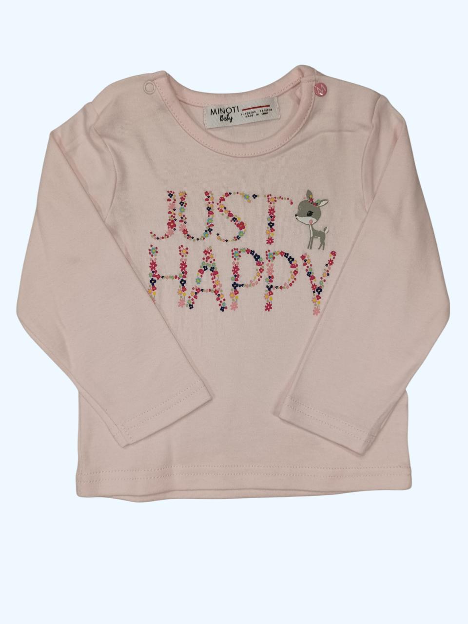 Лонгслів дитячий для дівчинки Minoti 74-80 см Світло-рожевий (0379A)