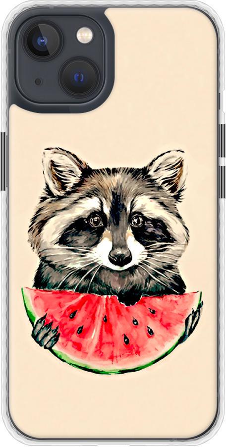 Чехол на iPhone 13 Енотик с арбузом (4605pc-2374-42517)