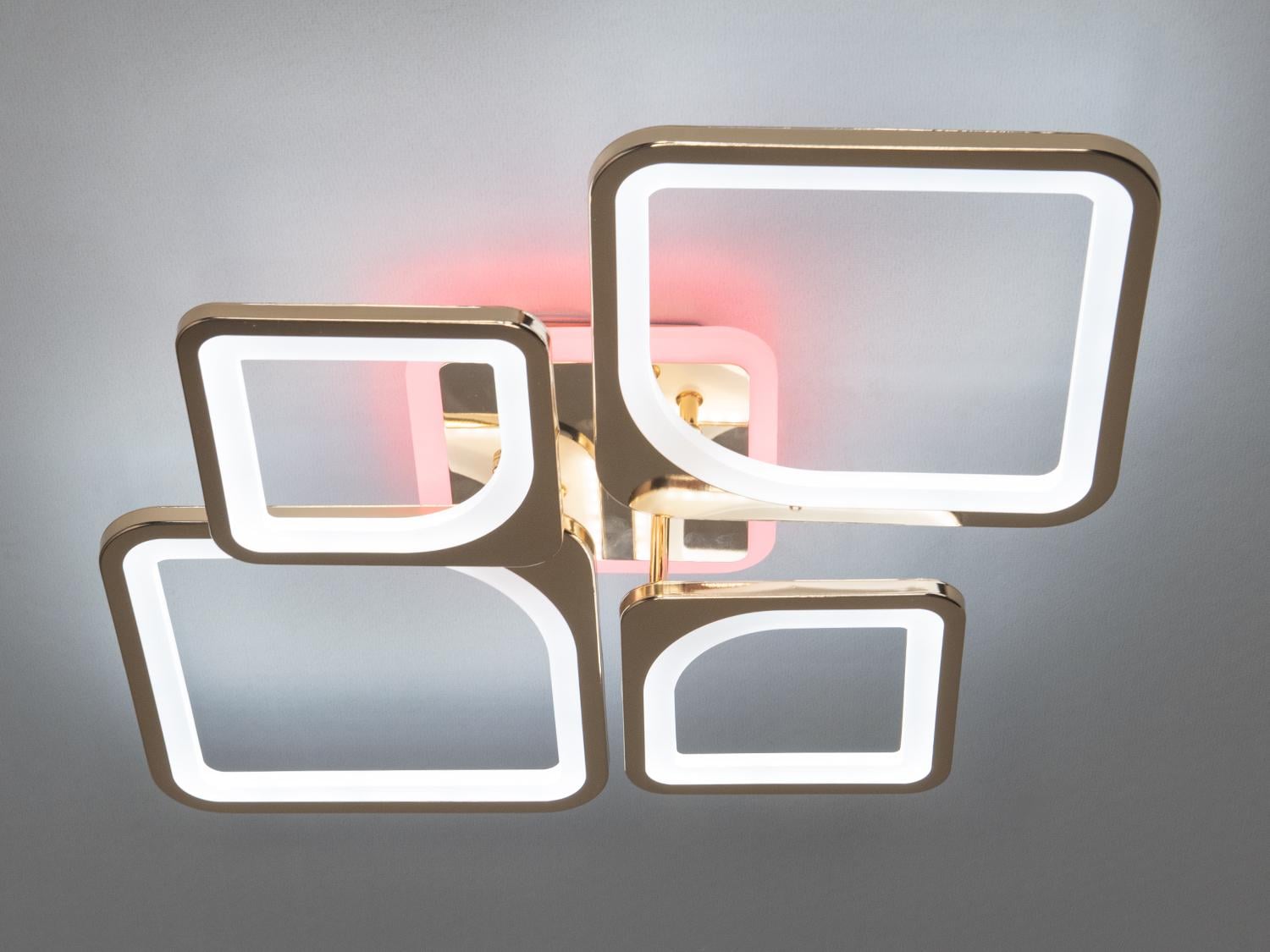 Люстра светодиодная с пультом и LED подсветкой 8060-2+2G-LS Золотой 100W на 14 м2 (1466490641)