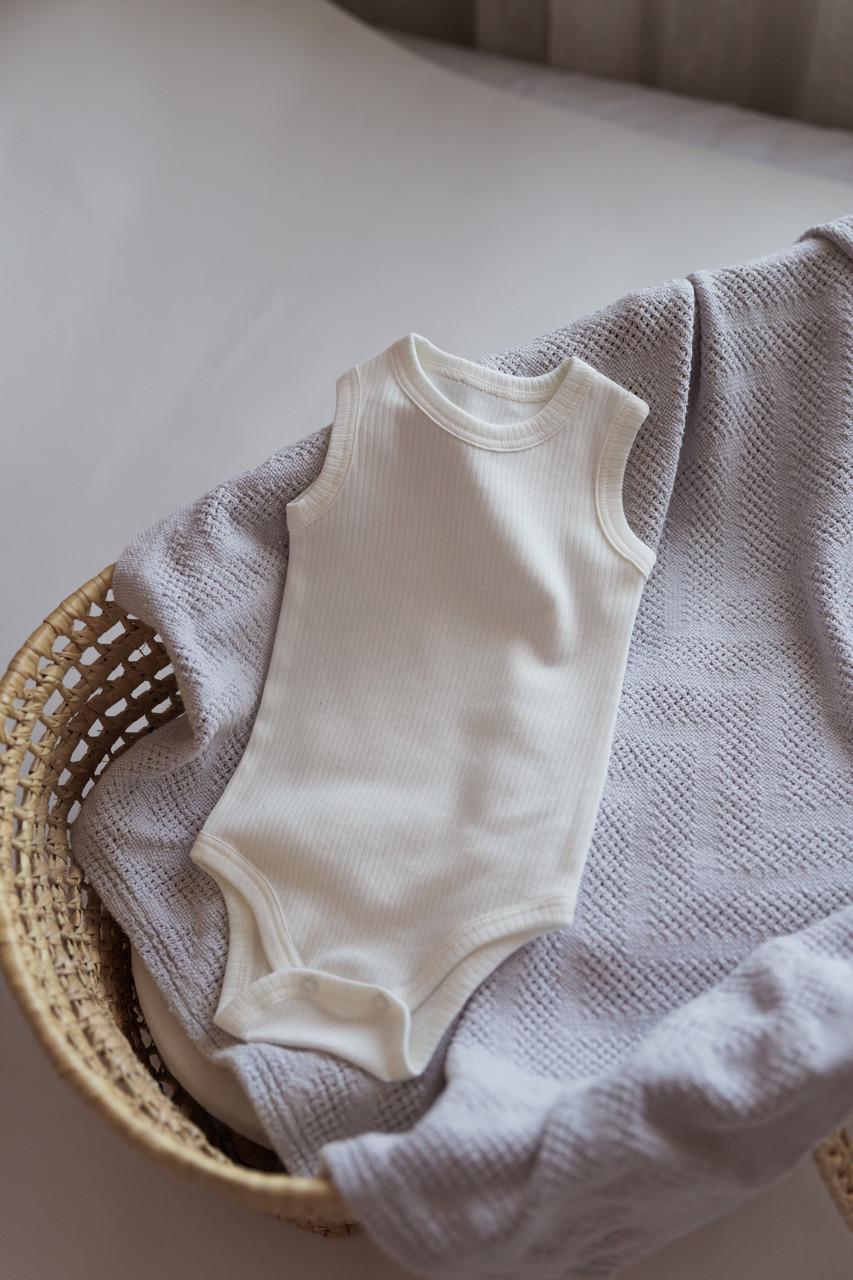 Боди-майка детская интерлок рубчик 74 см Молочный (2685895134)