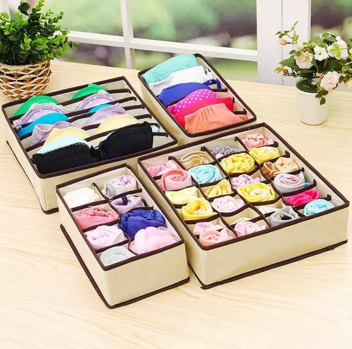 Набор органайзеров для нижнего белья 4 шт. Бежевый/Коричневый (ОДШ-102-23)