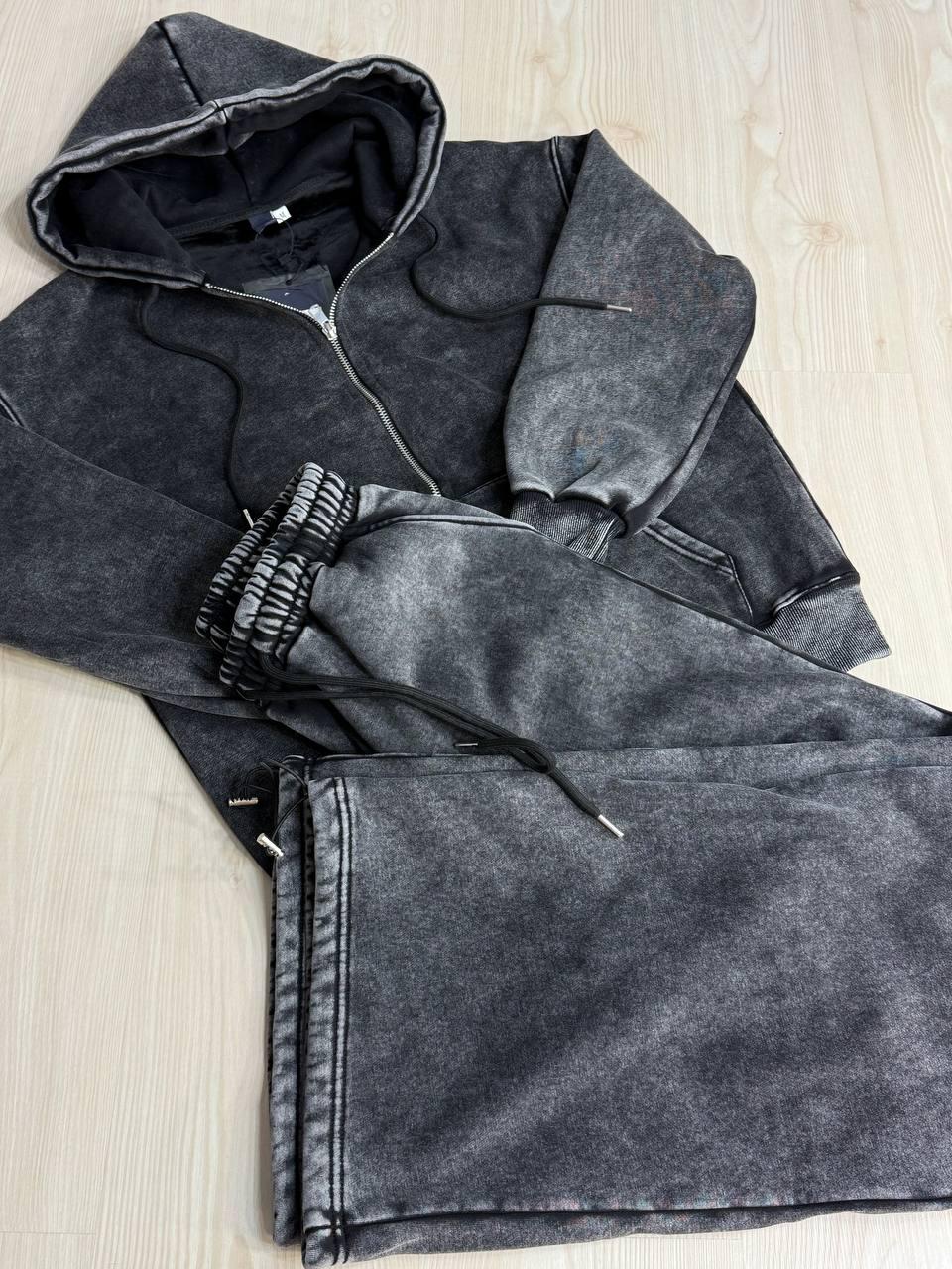 Костюм женский Joy One 2166-11 утепленный вареный худи с брюками палаццо M Черный (5959) - фото 2 Костюм женский Joy One 2166-11 утепленный вареный худи с брюками палаццо M Черный (5959) - фото 2