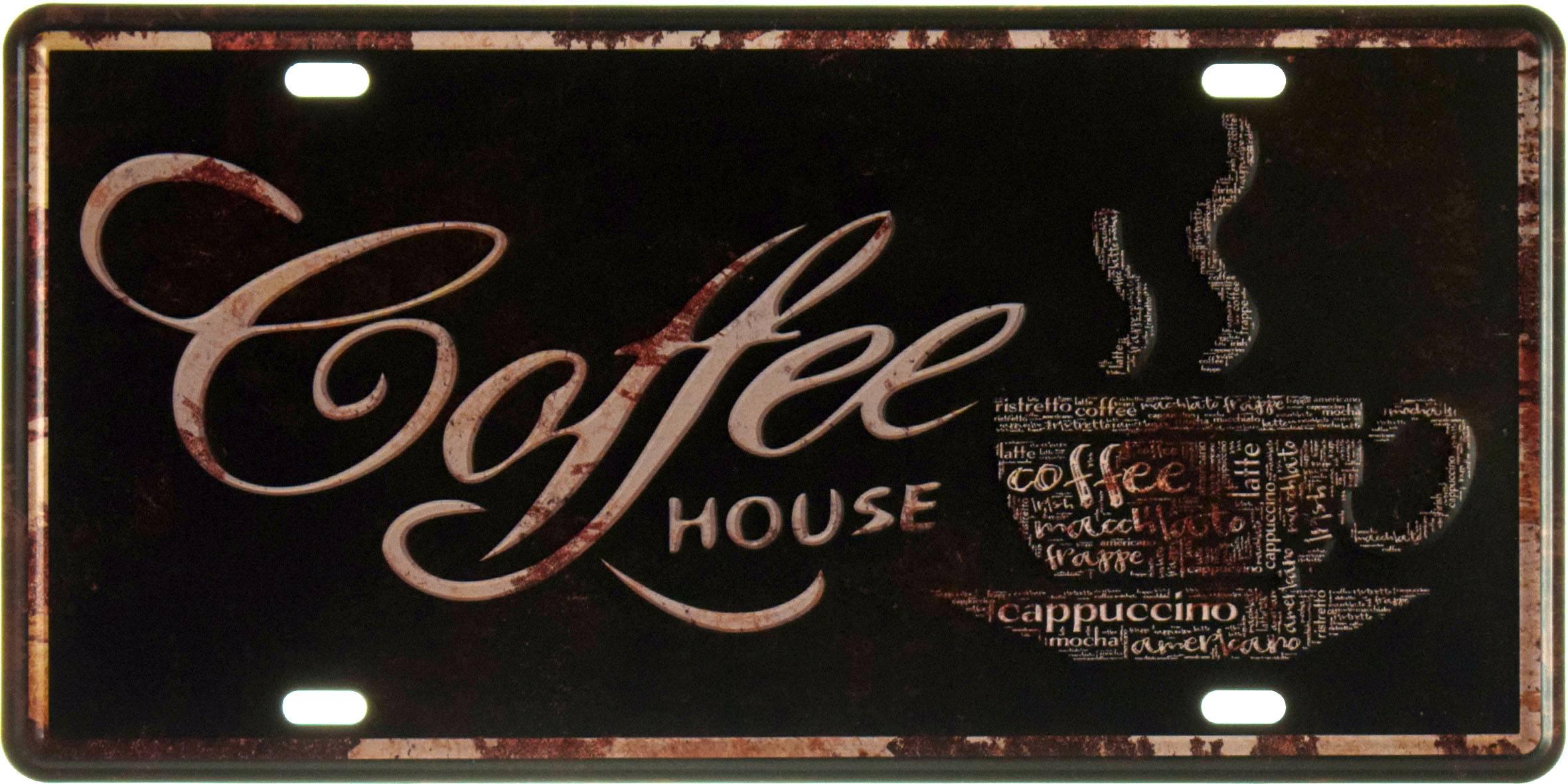 Табличка металева Кав'ярня Темний Фон/Coffee House 15x30 см Табличка металева Кав'ярня Темний Фон/Coffee House 15x30 см