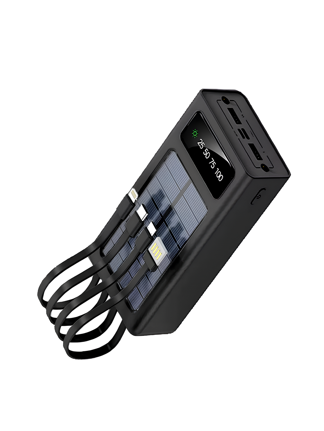 Повербанк FOYU FO-9-03 solar 25000 mah 4 вбудовані кабелі Чорний (b36b4f30)