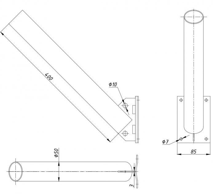 Кронштейн для світильника вуличного освітления d 50 мм 350 мм КБУ-С (50) - фото 3