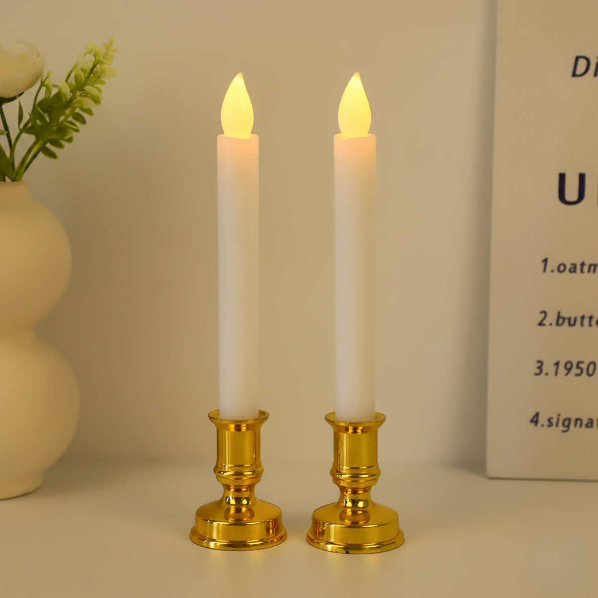 Свечи TratCandle LED со свечниками 2 шт. Белый (2790)