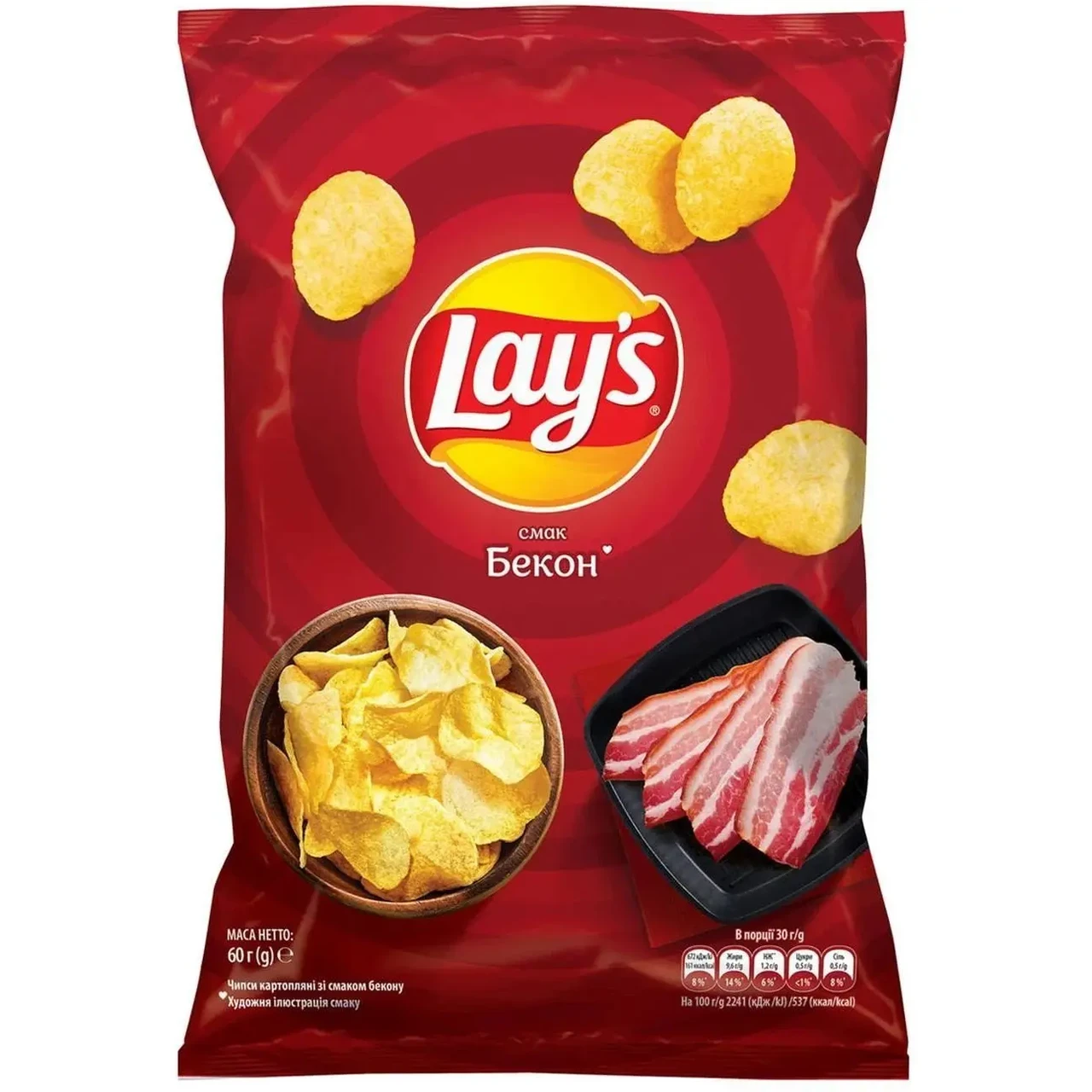 Чипсы Lay's Бекон 60 г (4823063125390)