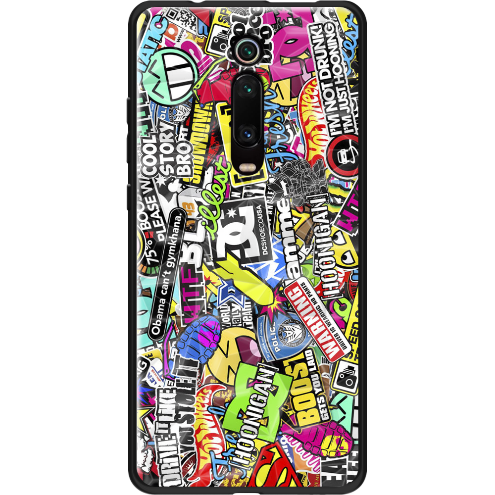 Чехол BoxFace Xiaomi Mi 9T / Mi 9T Pro Multicolored Inscriptions Черный силикон с призмой (37376-up880-37866)