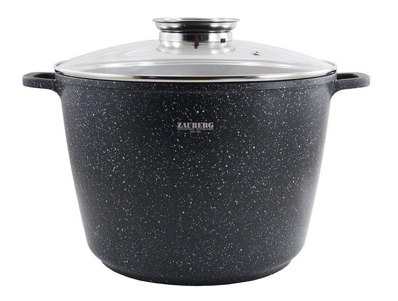 Кастрюля глубокая ZAUBERG алюминий мраморное покрытие 28 см 10 л Черный (BL 0628)