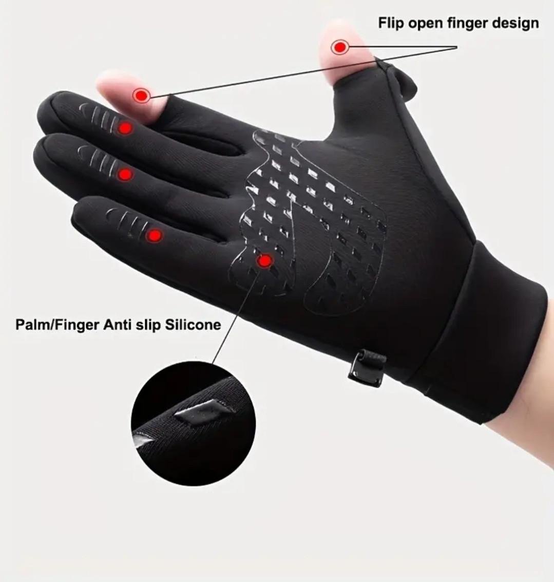 Рукавички зимові чоловічі сенсорні з кишенею спортивні водонепроникні флісові XL Чорний (2470741813) - фото 8