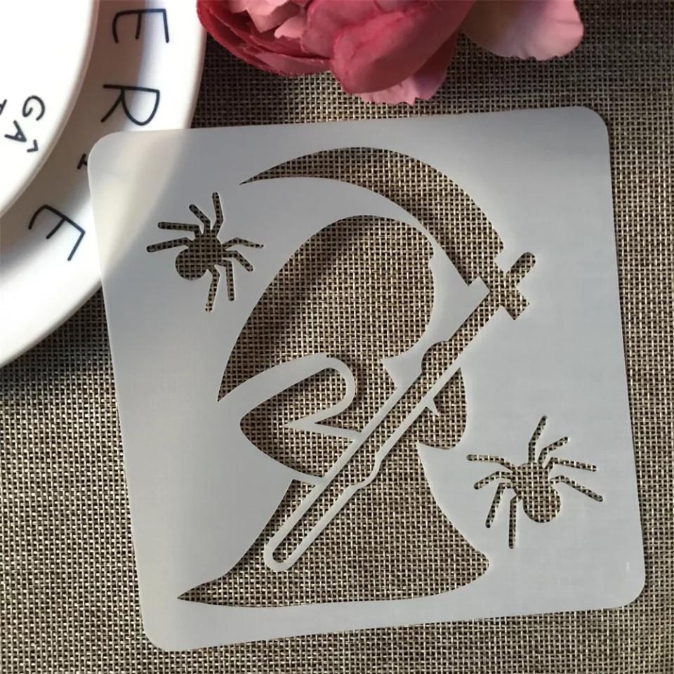 Трафарет на Хэллоуин Смерть с косой 13х13 см Серый (7615/19)