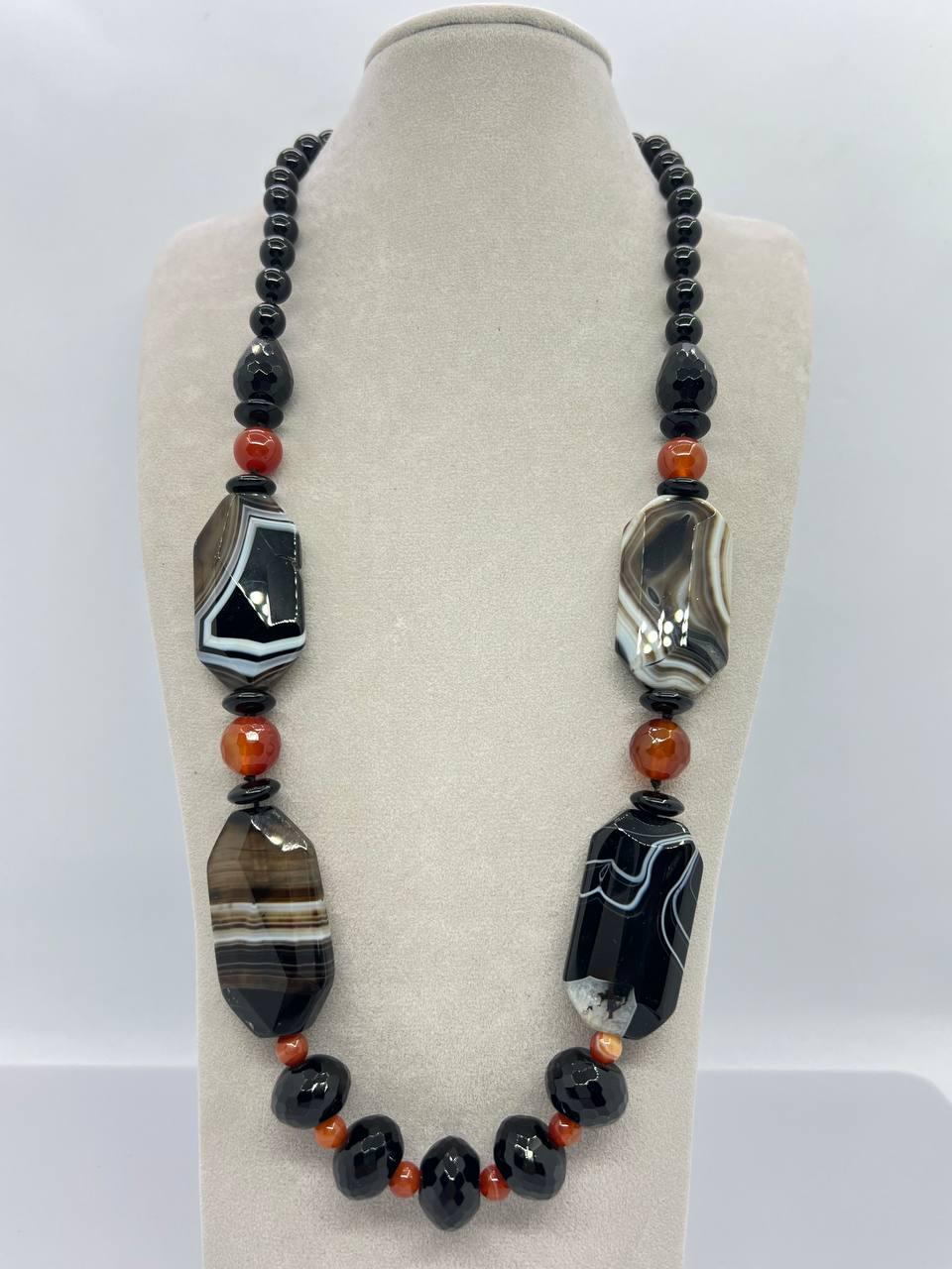 Бусы агат 60 см Разноцветный (10896)