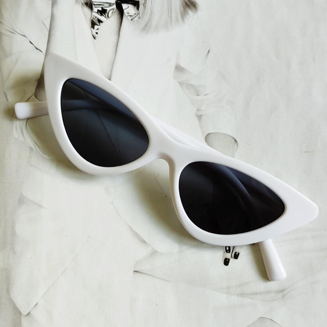 Очки детские стильные треугольные солнцезащитные Белый