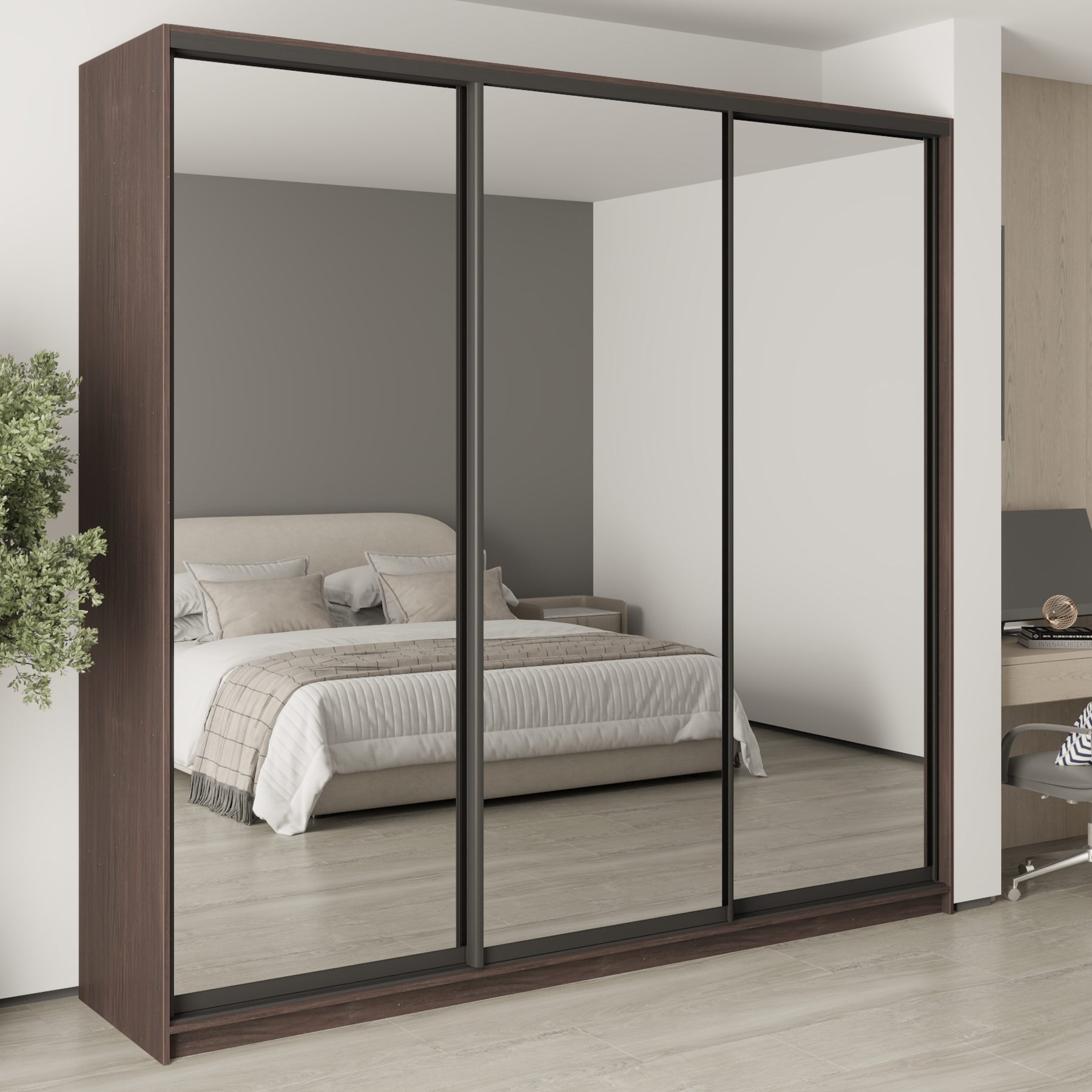 Шкаф-купе трехдверный Mebel Star Комбо BG MBS-9895 250х45х240 см Дуб ристрето (1009884)