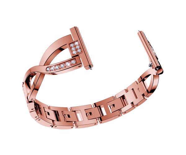Ремешок металлический Diamond Glamour для Samsung Watch 6/5/4/Active 2 20 мм Rose Gold