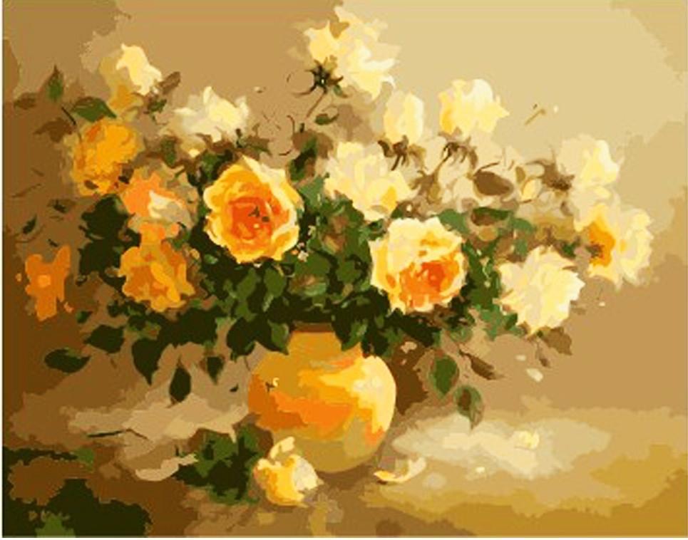 Картина по номерам Идейка Нежно-желтые розы 40x50 см (skl-КНО278)