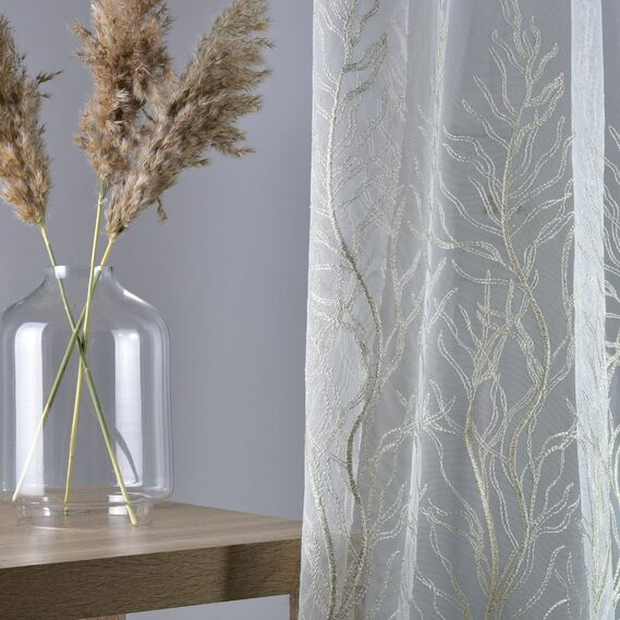 Тюль фатин IDEIA Дубрава V-03 2,8 м c вышивкой Золотой/Молочный (2200004189383)