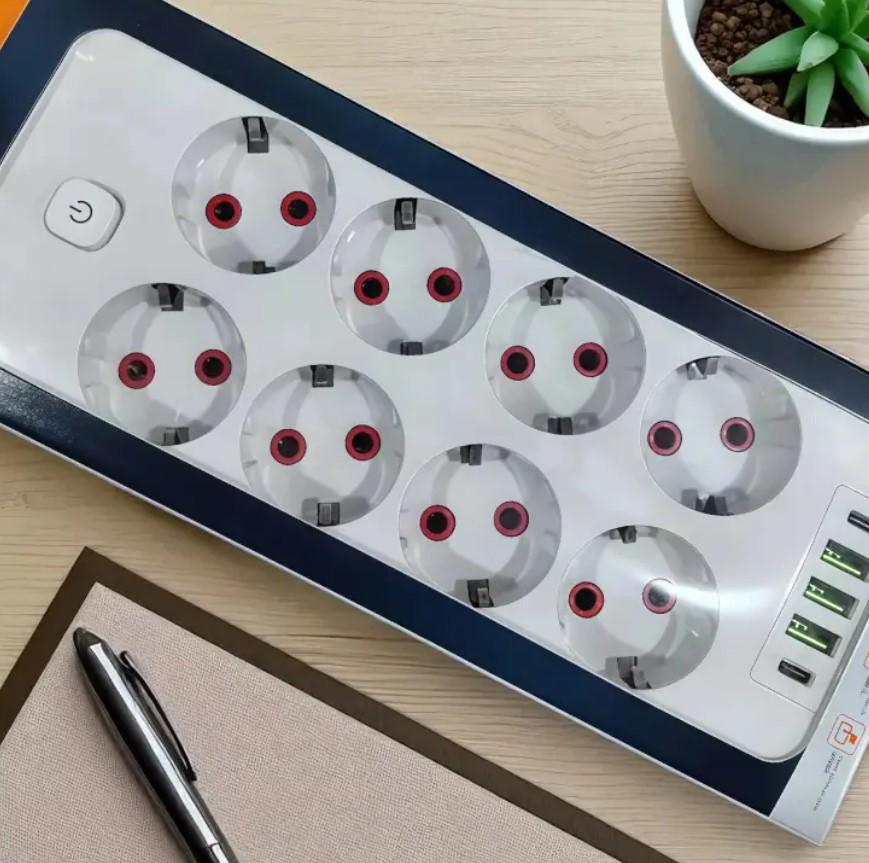 Удлинитель Power Socket 5 м 8 розеток и три USB 2500 Вт (2104618792) - фото 9