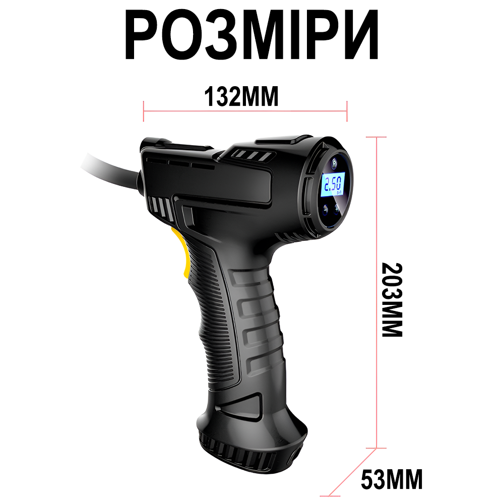 Насос-компрессор аккумуляторный Podofo PAC-01 для авто/мотоцикла/велосипеда Черный - фото 13 Насос-компрессор аккумуляторный Podofo PAC-01 для авто/мотоцикла/велосипеда Черный - фото 13