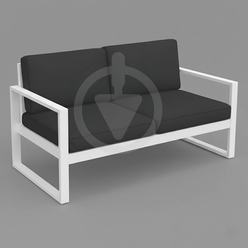 Диван металевий AVVS tech Бостон вуличний лофт з підлокітниками рогожка 160 см Темно-сірий/Білий (30067122) - фото 1