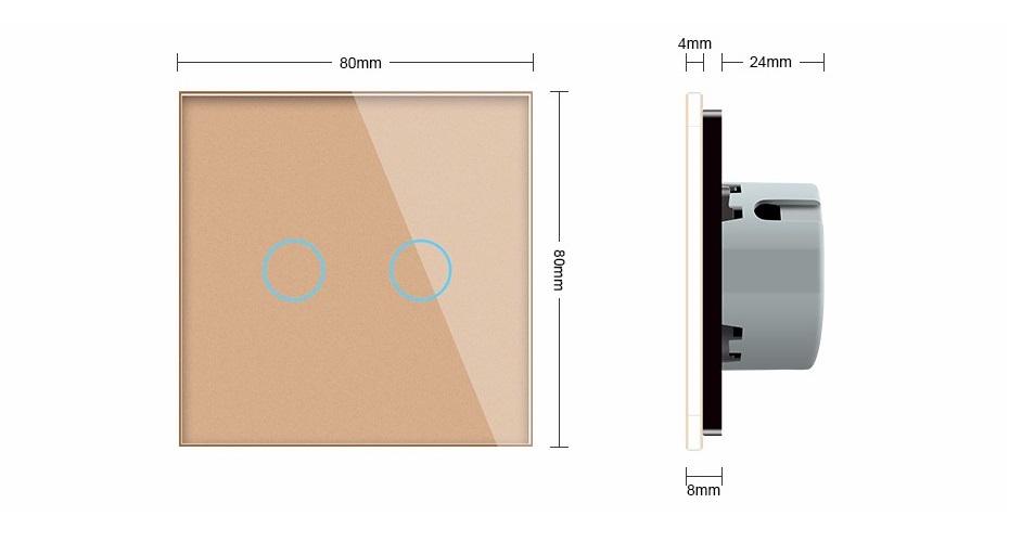 Вимикач Livolo безшумний сенсорний прохідний 2 сенсори зі скла Золотий (VL-C702SQ-13) - фото 6