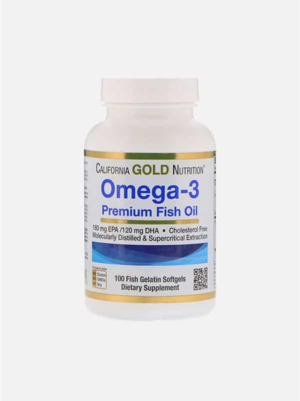 Омега 3 California Gold Nutrition Omega-3 Premium Fish Oil 100 Fish Gelatin Softgels