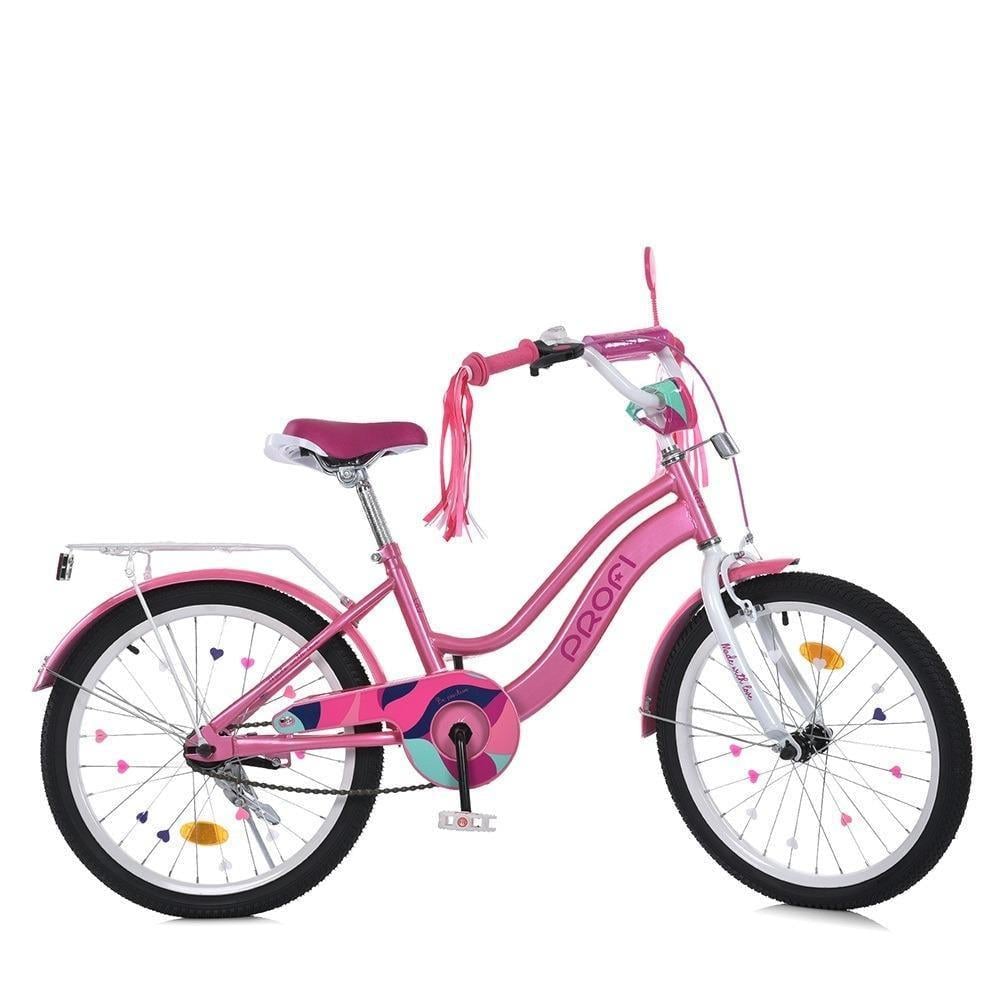 Велосипед для дівчинки PROF1 Wave 20" з багажником Рожевий - фото 1 Велосипед для дівчинки PROF1 Wave 20" з багажником Рожевий - фото 1