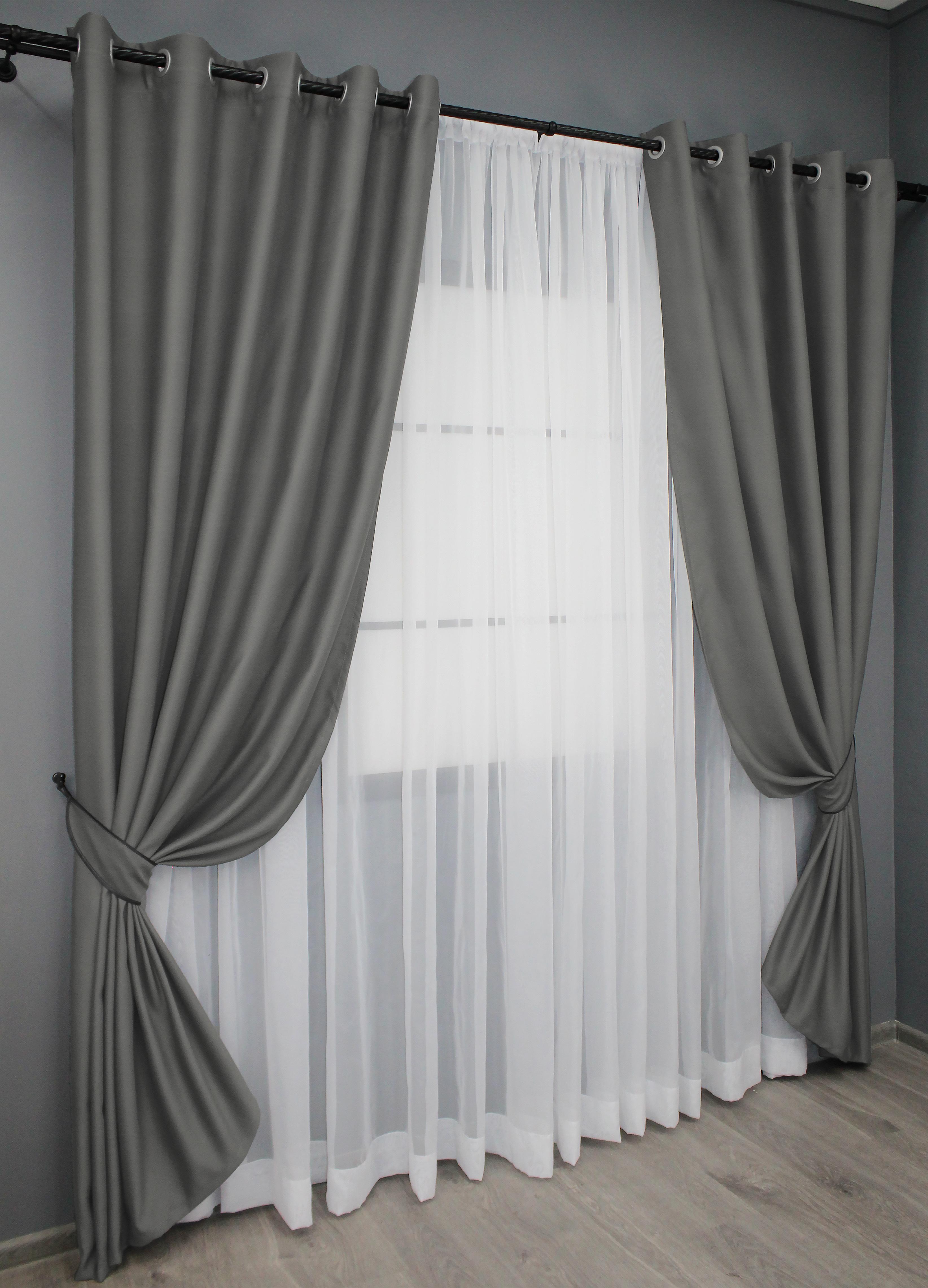 Комплект штор на люверсах VR-Textil Fusion Dimout №793ш 150х250 см 2 шт. Графитовый (37-0002) - фото 2 Комплект штор на люверсах VR-Textil Fusion Dimout №793ш 150х250 см 2 шт. Графитовый (37-0002) - фото 2