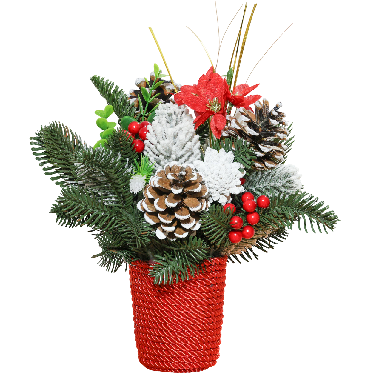 Композиция новогодняя GALA DECOR на стол из веревки шишек и ягод 20х25 см (К2001-1)