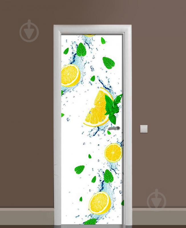 Наклейка на дверь Zatarga «Цитрусы с мятой» 650х2000 мм виниловая 3Д наклейка декор самоклеящаяся