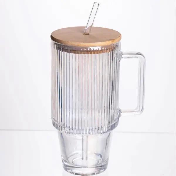 Кружка стеклянная с крышкой и трубочкой ICE Tea для холодных напитков 750 мл Прозрачный (HP-19-49)