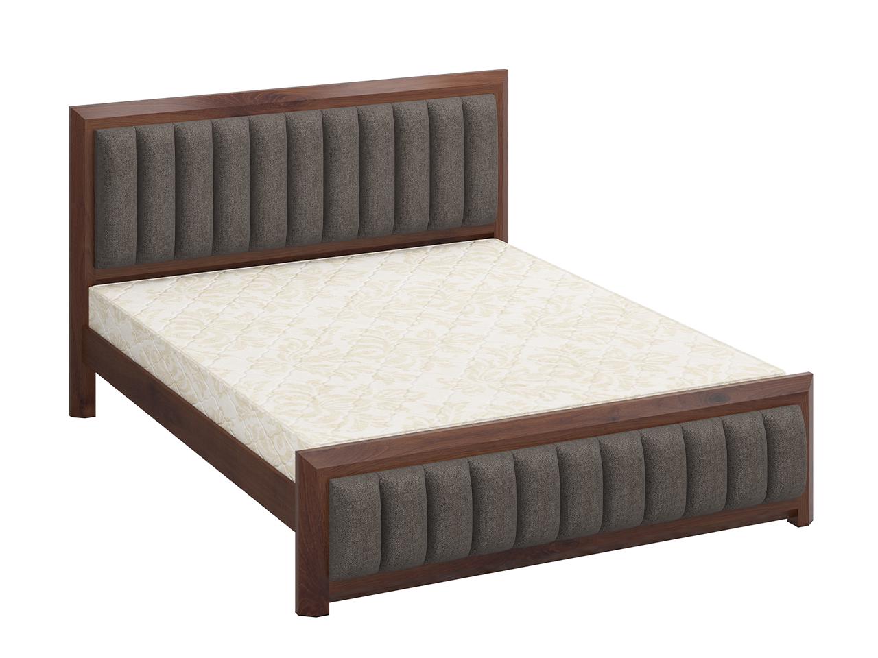 Кровать двуспальная MebiGrand Барселона Б1 с мягким изголовьем Аляска 97 180x200 см Орех лесной/Серый