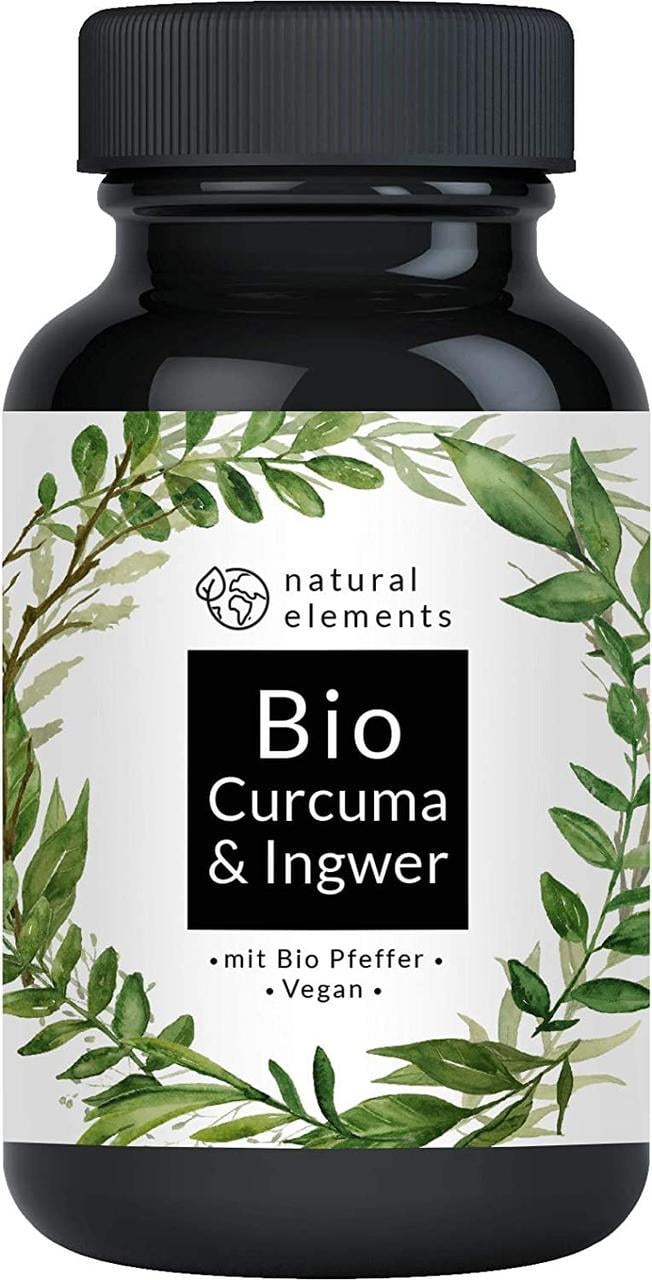 Вітаміни для імунітету Natural Elements Органічна куркума та імбир 4440 мг 180 капс. (50093NEBki180K)